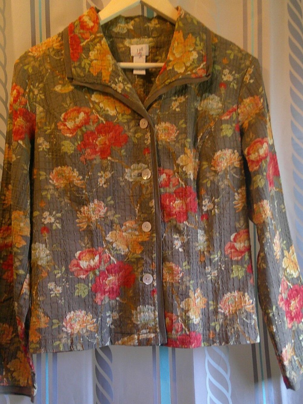 "J.Jill" Autumn Colors Button Front Textured Shacket/Blazer/Over Shirt Sz S